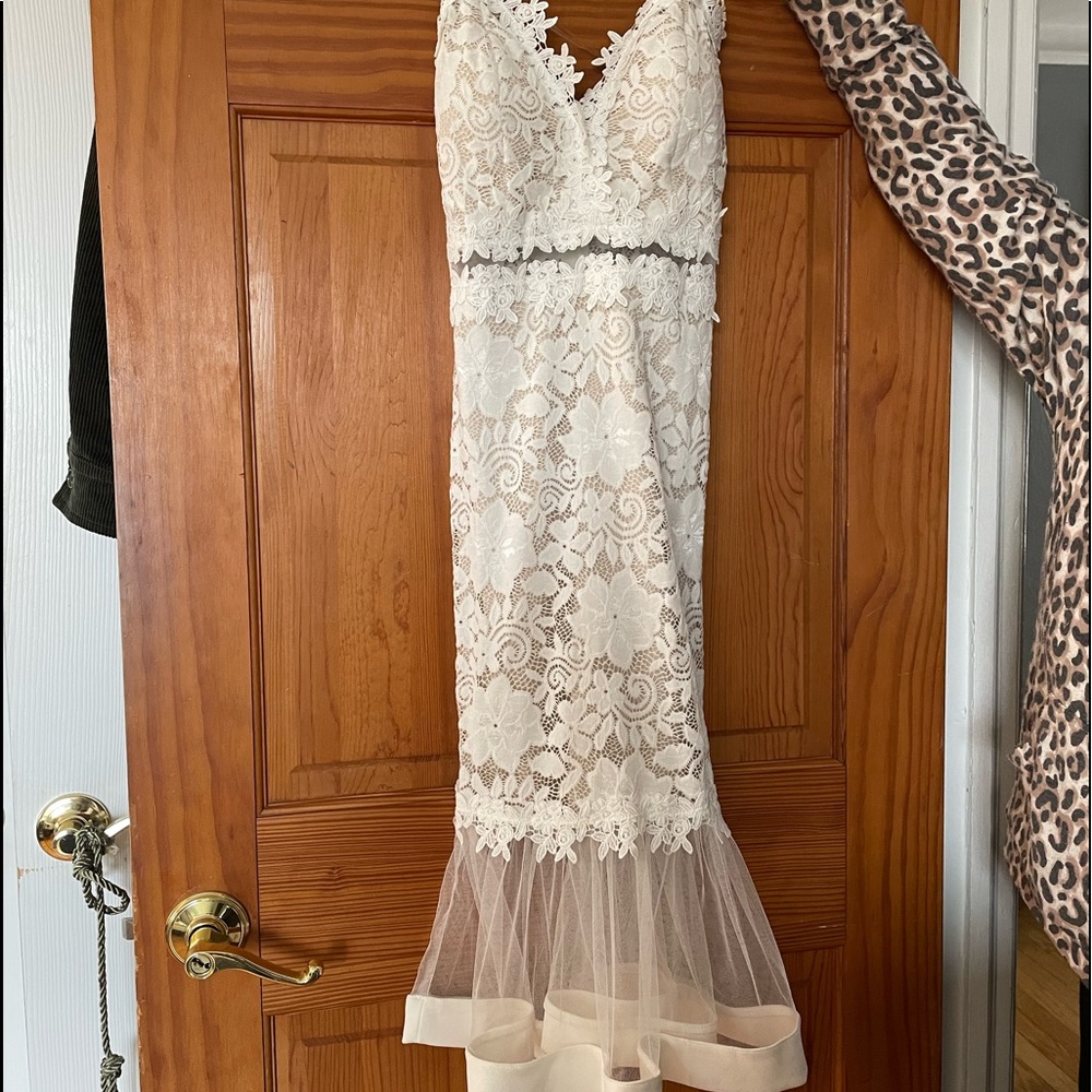 White fringe/lace dress